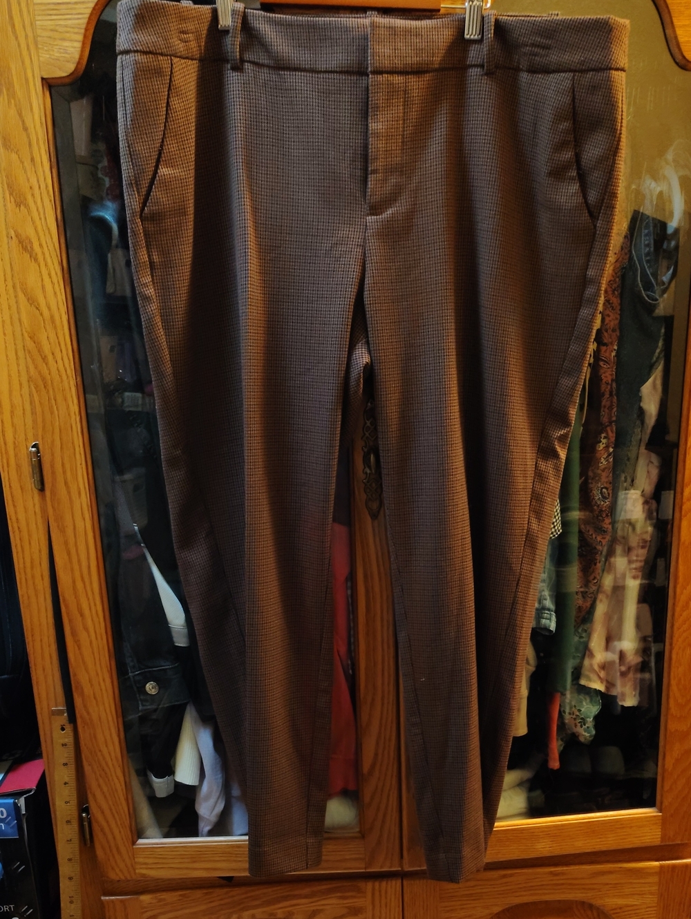 a new day Brown Micro‑Check Dress Pants